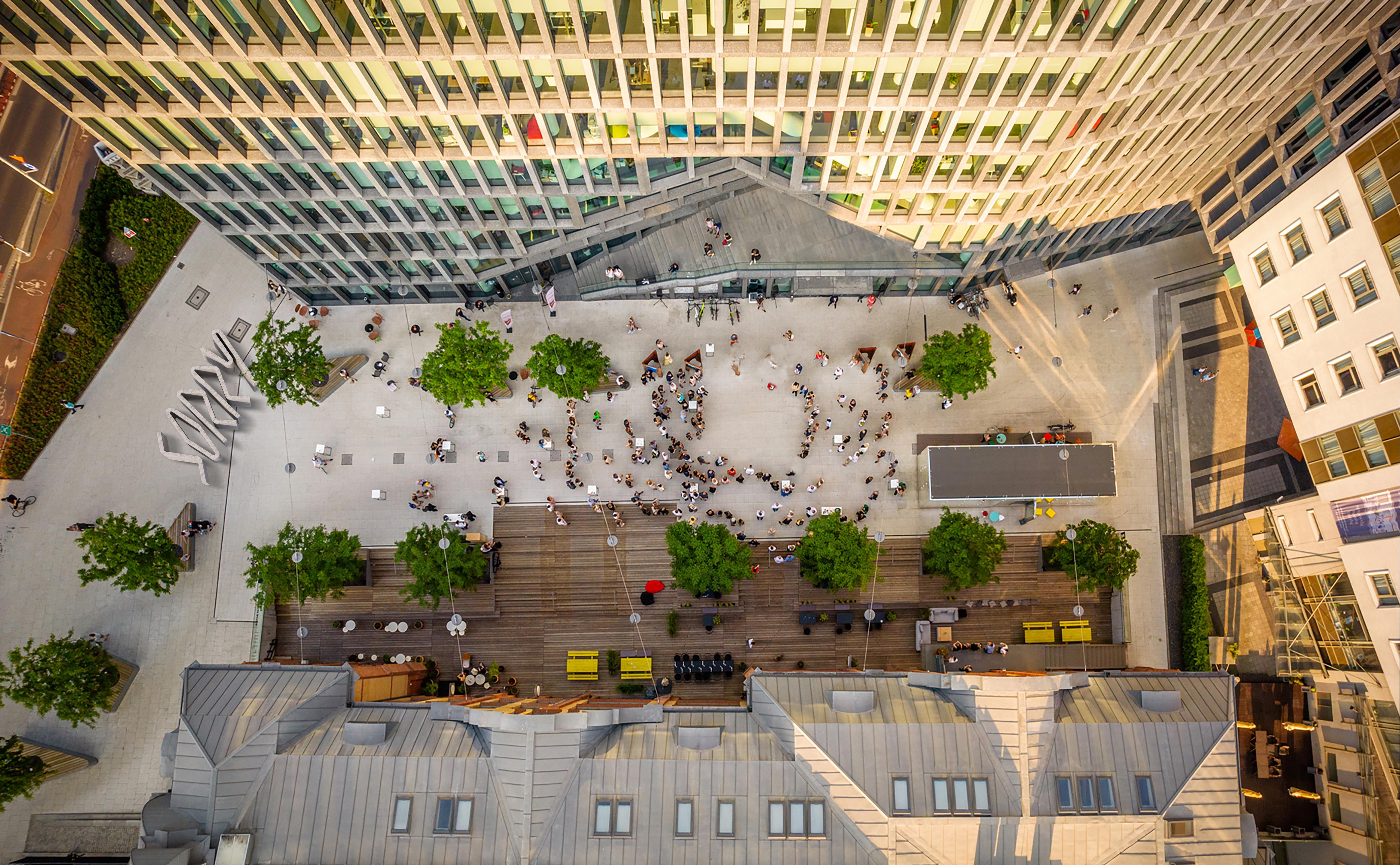 Joanna Rajkowska's design viewed from above at Poznań's Caponier roundabout