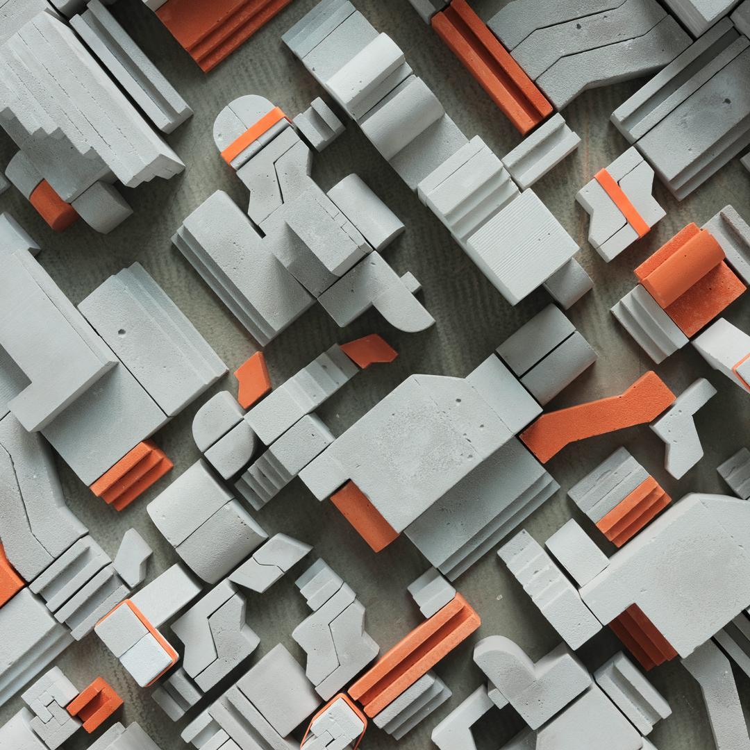 A set of architectural concrete shapes