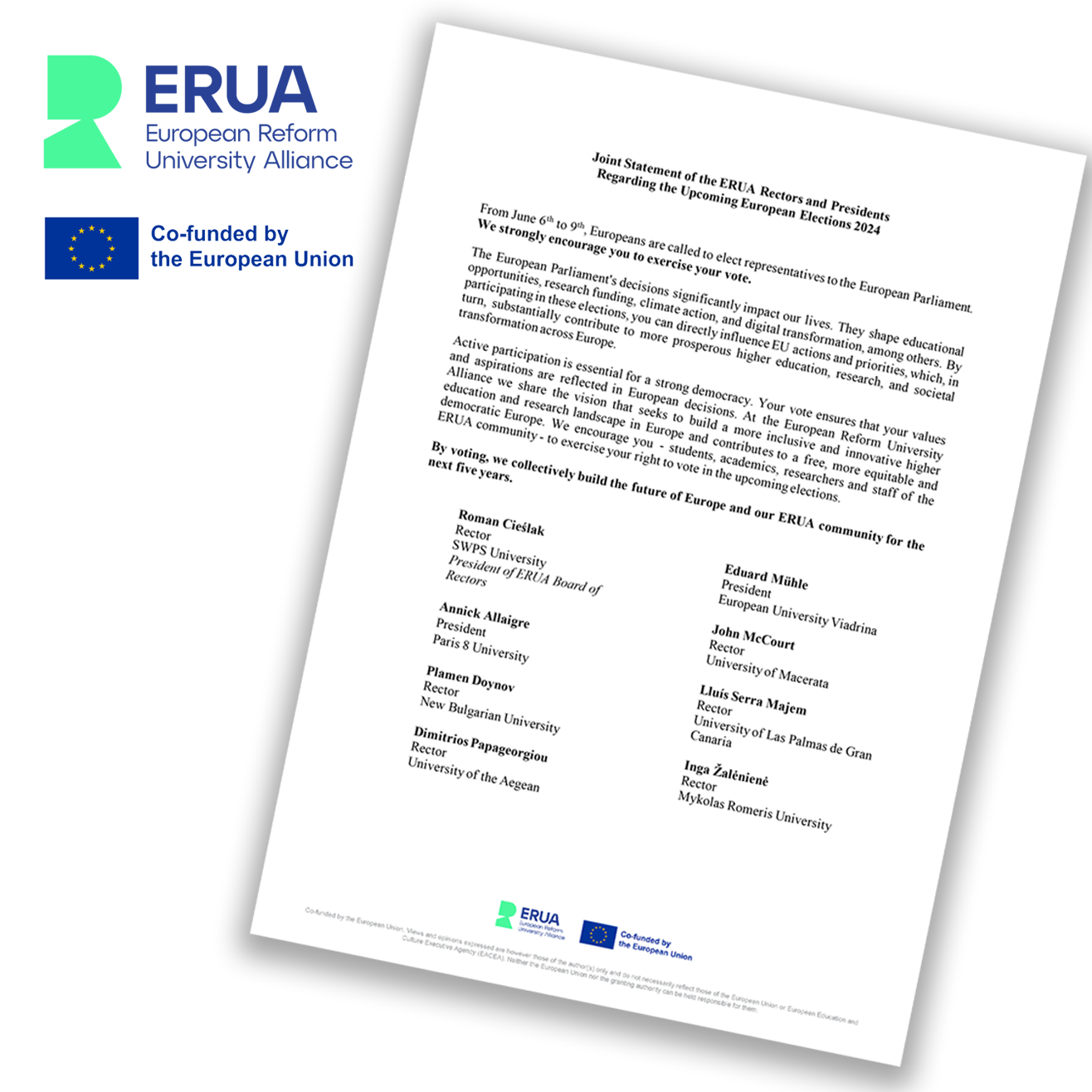 Statement of the ERUA Board of Rectors on 2024 European Elections