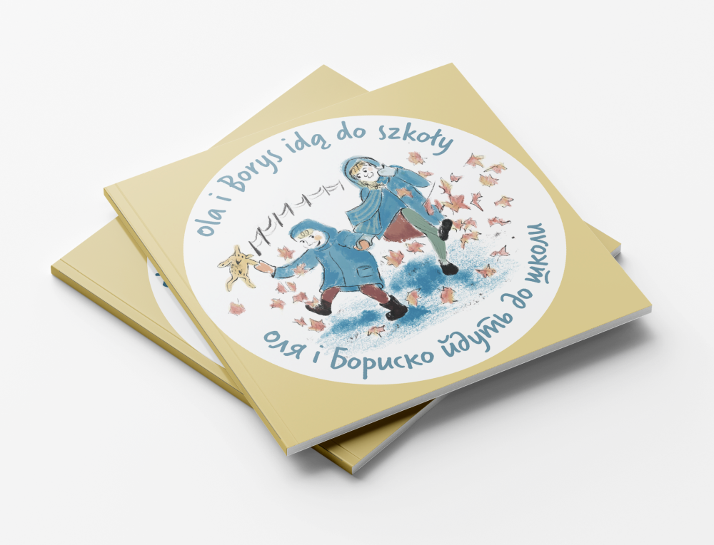 Two printed copies of "Ola and Boris Go to School" book